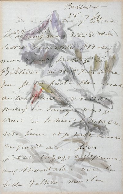 1st page of a letter from the painter Manet to his friend and model, Mery Laurent by Édouard Manet